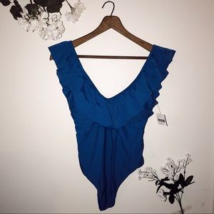 NWT Altar’d State one piece blue swimsuit ruffles